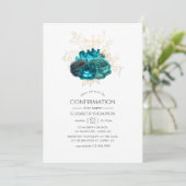 Invitation Confirmation de floraison turquoise et or (Debout devant)