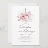 Invitation Confirmation de florale rose et Rose or (Devant)