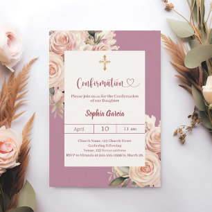 Invitation Confirmation de floraux rose poussiéreuse ivoire m