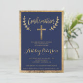 Invitation Confirmation de la bordure de la typographie bleue (Debout devant)