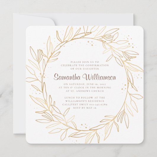 Invitation Confirmation de la coulée d'or moderne (Devant)