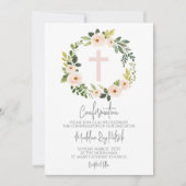 Invitation Confirmation de la couronne de fleurs roses (Devant)
