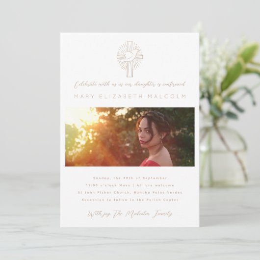 Invitation Confirmation de la croix de colombe Saint-Esprit (Debout devant)