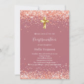 Invitation Confirmation de la croix d'or rose (Devant)