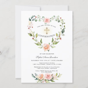 Invitation Confirmation de la croix du cadre cardiaque flou