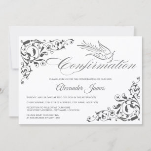 Invitation Confirmation de la croix et de la colombe élégante