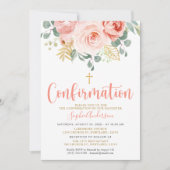 Invitation Confirmation de la croix florale en or rose pâle (Devant)