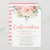 Invitation Confirmation de la croix florale en or rose pâle (Devant / Derrière)