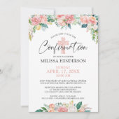 Invitation Confirmation de la croix florale Rose Blush modern (Devant)
