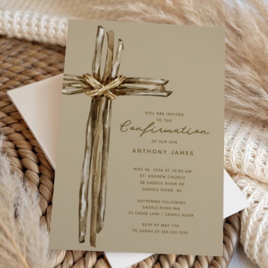 Invitation Confirmation de la Croix Rustique