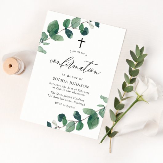 Invitation Confirmation de la feuille verte aquarelle