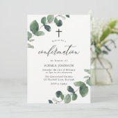 Invitation Confirmation de la feuille verte aquarelle (Debout devant)