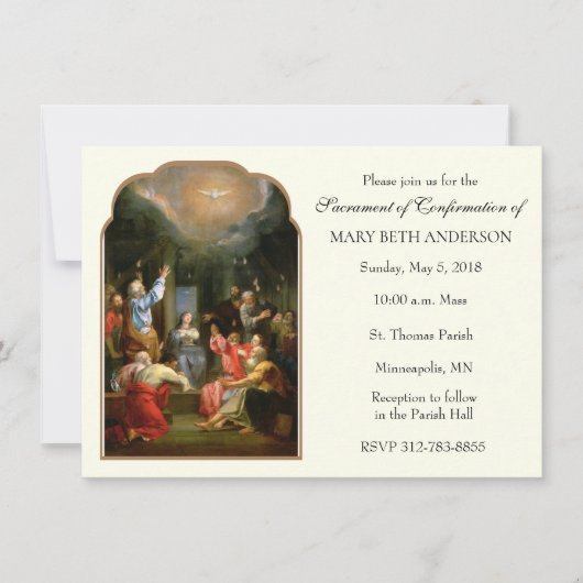 Invitation Confirmation de la fille catholique traditionnelle (Devant)
