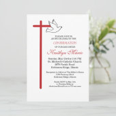 Invitation Confirmation de la fille Croix Rouge et colombe en (Debout devant)