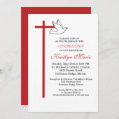 Invitation Confirmation de la fille Croix Rouge et colombe en (Devant / Derrière)