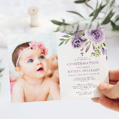 Invitation Confirmation de la fille photo florale Rose violet