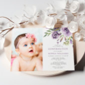 Invitation Confirmation de la fille photo florale Rose violet