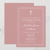 Invitation Confirmation de la frontière moderne rose Rose pou (Devant / Derrière)