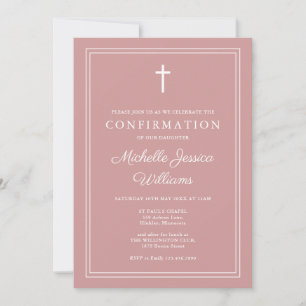 Invitation Confirmation de la frontière moderne rose Rose pou