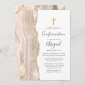 Invitation Confirmation de la Parties scintillant d'or d'ivoi (Devant / Derrière)