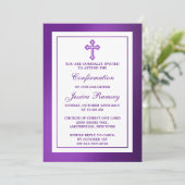 Invitation Confirmation de la sainte communion de violet méta (Debout devant)