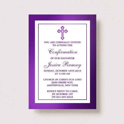 Invitation Confirmation de la sainte communion de violet méta