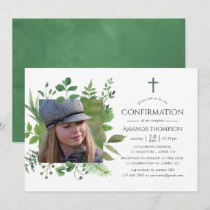 Invitation Confirmation de la verdure de la forêt à l'aquarel