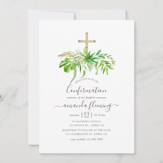 Invitation Confirmation de la verdure de la forêt d'aquarelle (Devant)