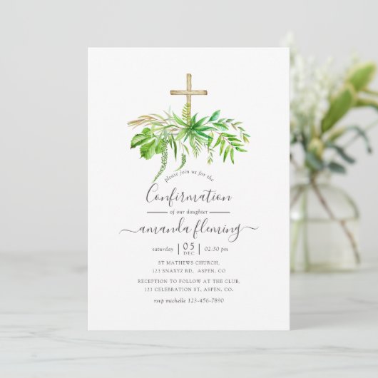 Invitation Confirmation de la verdure de la forêt d'aquarelle (Debout devant)