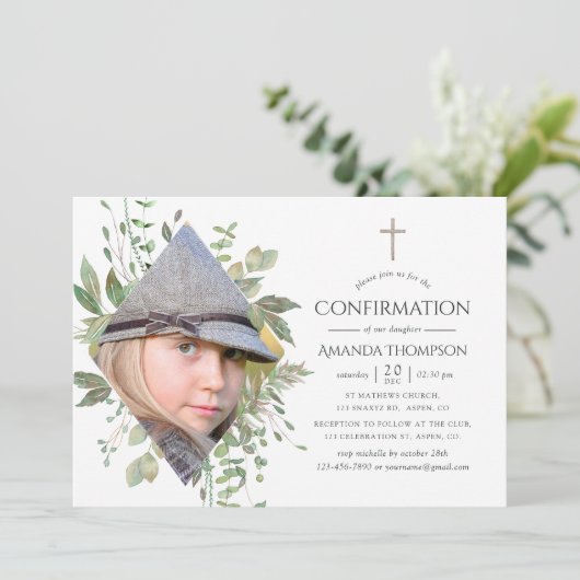 Invitation Confirmation de la verdure de la forêt d'aquarelle (Debout devant)