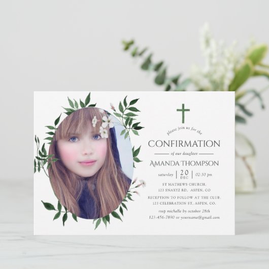 Invitation Confirmation de la verdure de la forêt d'aquarelle (Debout devant)