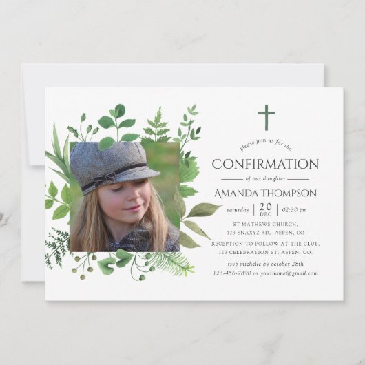 Invitation Confirmation de la verdure de la forêt d'aquarelle (Devant)