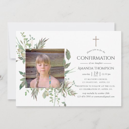 Invitation Confirmation de la verdure de la forêt d'aquarelle (Devant)