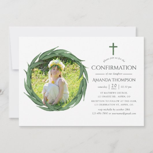 Invitation Confirmation de la verdure de la forêt d'aquarelle (Devant)