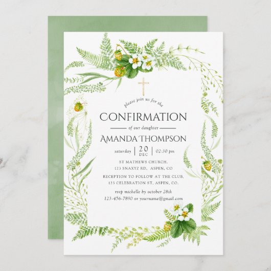 Invitation Confirmation de la verdure de l'aquarelle (Devant / Derrière)