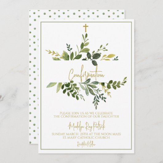 Invitation Confirmation de la verdure de l'aquarelle (Devant / Derrière)
