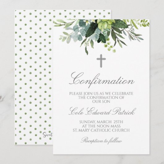 Invitation Confirmation de la verdure de l'aquarelle (Devant / Derrière)