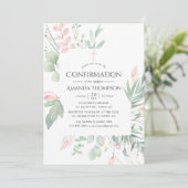 Invitation Confirmation de la verdure rose pastel (Debout devant)