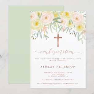 Invitation Confirmation de l'aquarelle rose or fleuri