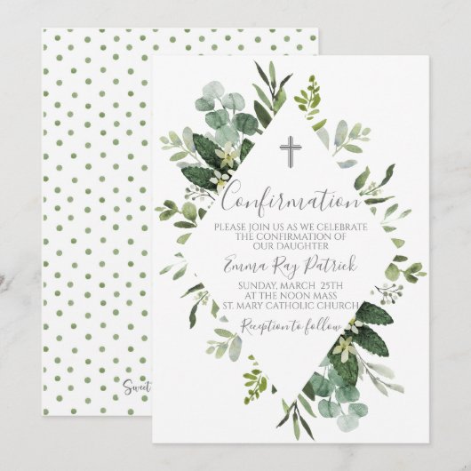 Invitation Confirmation de l'aquarelle verte (Devant / Derrière)