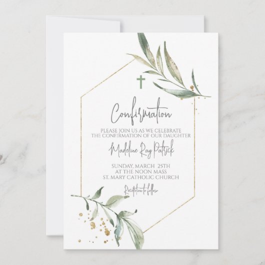 Invitation Confirmation de l'aquarelle verte (Devant)