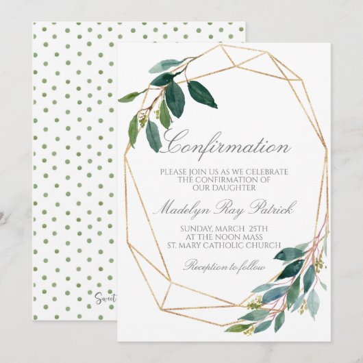 Invitation Confirmation de l'aquarelle verte (Devant / Derrière)