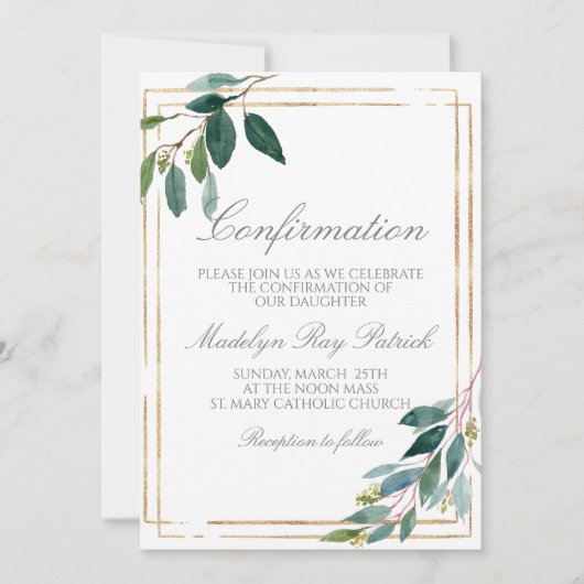 Invitation Confirmation de l'aquarelle verte (Devant)