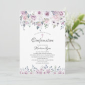 Invitation Confirmation de l'aquarelle violet Fleurs (Debout devant)