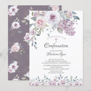 Invitation Confirmation de l'aquarelle violet Fleurs