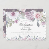 Invitation Confirmation de l'aquarelle violet Fleurs (Devant / Derrière)