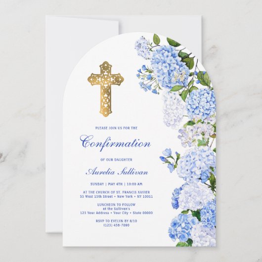 Invitation Confirmation de l'arc bleu Hydrangea (Devant)