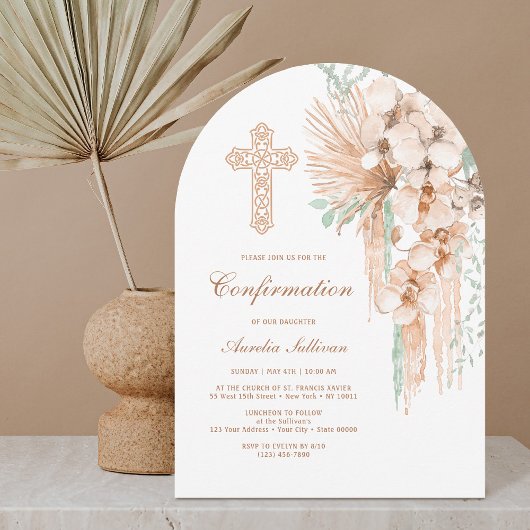 Invitation Confirmation de l'arc de bouquet beige et de menth
