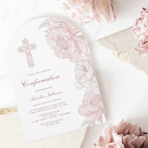 Invitation Confirmation de l'arc des pivoines blanches roses 