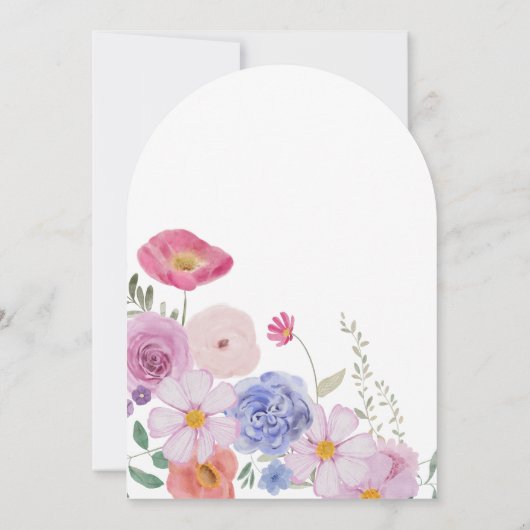 Invitation Confirmation de l'arc Fleur sauvage d'aquarelle (Dos)